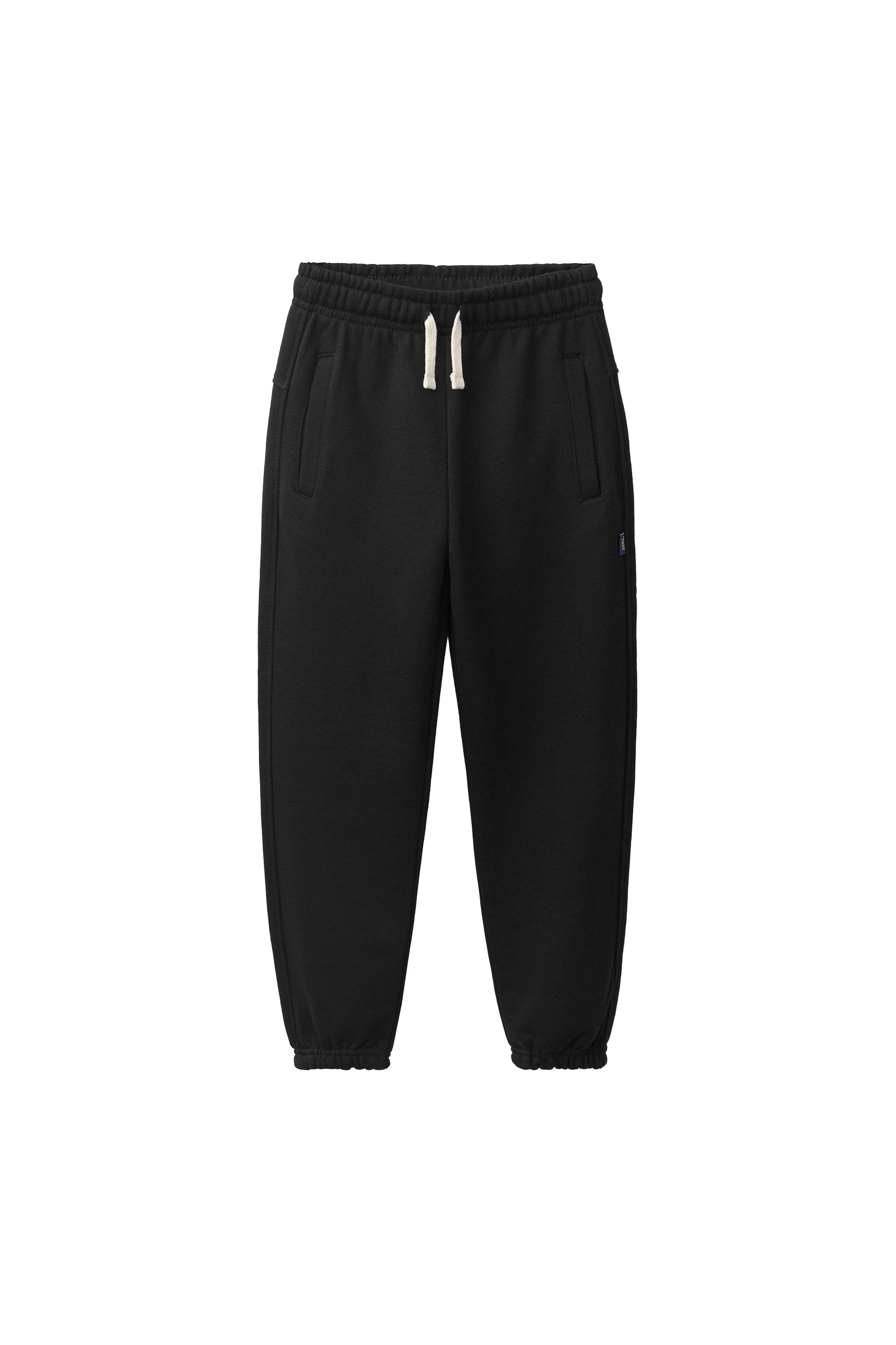 SOLID FLEECE JOGGERS WITH LABEL